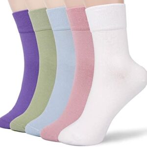 FGZ Women Thin Cotton Socks, Soft Cotton Bootie Socks Women Above Ankle Crew Socks 5 Pairs