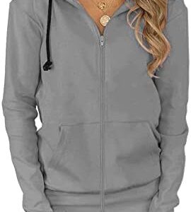 Fallorchid Womens Full-Zip Hoodies Casual Long Sleeve Sweatshirt with Pockets