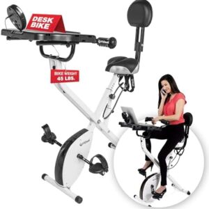 FitDesk Desk Bike 3.0 - Folding Exercise Bike for Work from Home Fitness, Stationary Bike and Desk Exercise Equipment with Built-in Tablet Holder, Bike Desk Workout Equipment, Fully Adjustable & Lightweight