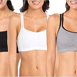 Fruit of The Loom Women's Spaghetti Strap Cotton Pull Over 3 Pack Sports Bra