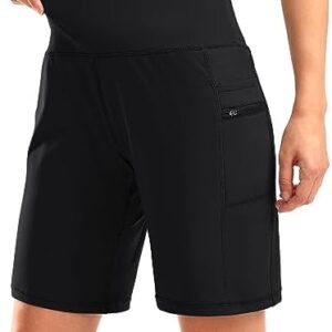 G Gradual Women's High Waisted 9" Bermuda Shorts with Zipper Pockets Athletic Workout Long Shorts for Women Knee Length