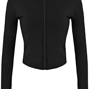 Gacaky Women's Athletic Jacket Lightweight Full Zip Up Yoga Jacket Cropped Workout Slim Fit Tops with Thumb Holes