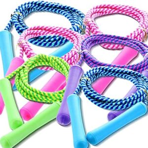 GiftExpress Adjustable Size Colorful Jump Rope for Kids and Teens - Outdoor Indoor Fun Games Skipping Rope Exercise Fitness Activity and Party Favor - Assorted Colors Pack of (6)