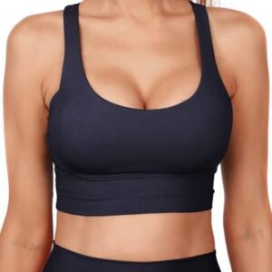 Grace Form Strappy Sports Bra for Women Padded High Impact Push Up Athletic Running Sports Bra Workout Top Yoga Bra