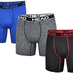 HEAD Mens Performance Underwear - 3-Pack Stretch Performance Boxer Briefs Breathable No Fly Up to Size 5X