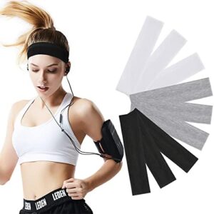 Headbands for Women 9Pcs, Cotton Headbands Women Men 2.5 inch Wide, Soft Sweat Wicking Stretchy Headband for Women Girls Sports Yoga Running