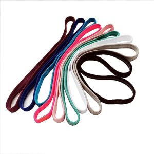 Hexchasty 9pcs Elastic Thin Headbands for Women Stretchy Skinny Headbands Sports Athletic Hair Bands for Women Men Girls Boys Teen Black Multi-colored