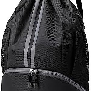 Hoedia Sports Drawstring Backpack - String Swim Gym Bag with Shoes Compartment and Wet Proof Pocket for Women&Men