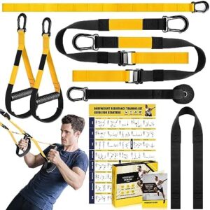 Home Resistance Training Kit, Resistance Trainer Exercise Straps with Handles, Door Anchor and Carrying Bag for Home Gym, Bodyweight Resistance Workout Straps for Indoor & Outdoor