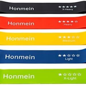 Honmein Resistance Bands for Working Out, Exercise Bands with 5 Resistance Levels Fit for Home Fitness, Strength Training, Natural Latex Resistance Band Include Instruction Guide and Carry Bag.…