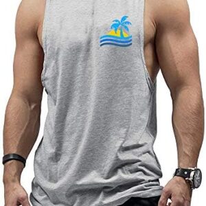 InleaderStyle Men's Workout Tank Tops Cotton Gym Cut Off Sleeveless T Shirt Bodybuilding Fitness Muscle Athletic Tank Tops