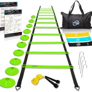 Invincible Fitness Agility Ladder Set - Speed, Coordination Training with Agility Cones and Carry Bag - Ideal for Soccer, Football, and Personal Trainers Workout