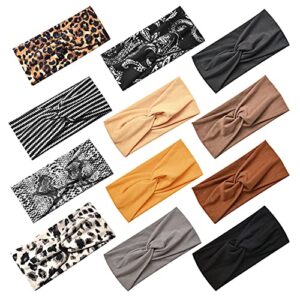 Jesries 12 Pack Headbands for Women Non Slip Elastic Hair Bands Yoga Workout Running Sport Sweat Hair Wrap for Girls