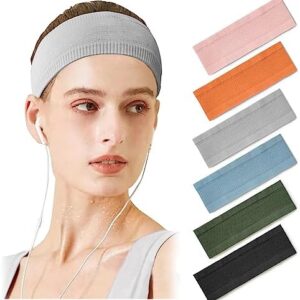 Jesries Workout Headbands for Women Non Slip SweatBands Running Yoga Sports Headband Elastic Moisture Wicking Athletic Hair Accessory with Super Absorbsion