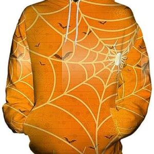 KCaHFO Halloween Men's Novelty Hoodies, Halloween Spider Web Printed Long Sleeve Pullover Tops Sport Athletic Sweatshirts