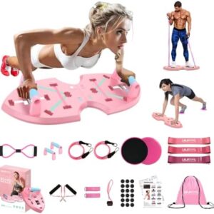 LALAHIGH Push Up Board, Portable Home Workout Equipment for Women & Men, Core Sliders for Body Toning & Strength Training - Premium Pink Edition