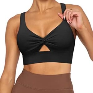 LASLULU Womens Sports Bra Twist Knot Workout Tops Fitness Seamless Medium Support Padded Bra Sexy Yoga Crop Tank Tops