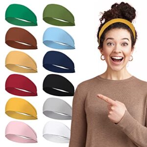 LOTUS78 12 Pack Headbands for Women Yoga Elastic Hair Bands Workout Running Sport Non Slip Sweat Hair Wrap for Girls(Feel Icon)