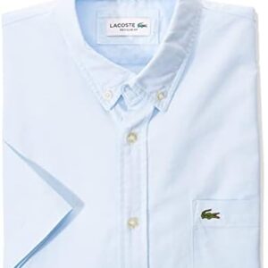 Lacoste Men's Short Sleeve Button Down Oxford Solid Shirt Regular Fit