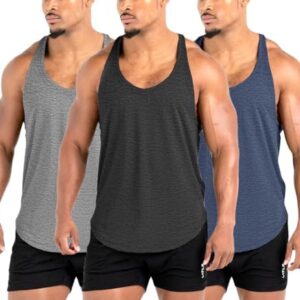 Lehmanlin Men's Bodybuilding Stringer Tank Tops Y-Back Gym Fitness Muscle T Shirt Quick Dry (1or3 Pack)