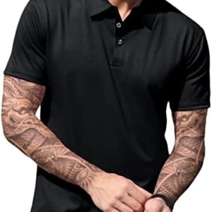 Lexiart Mens Fashion Polo Shirts Short Sleeve Golf Shirt Button Cotton Tennis Shirts with Collared