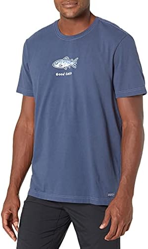 Life is Good Men's Good Catch Fish Cotton Tee, Short Sleeve Crewneck Graphic T-Shirt