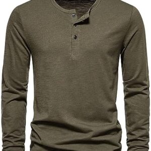 Long Sleeve Henley T-Shirts for Men Fashion Casual Front Placket Basic Shirts Lightweight Comfy Crewneck Pullover Tee