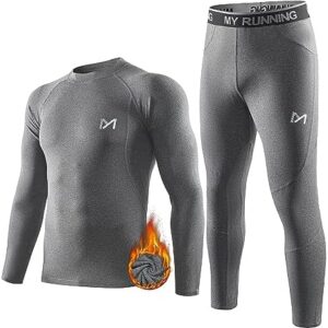 MEETYOO Thermal Underwear for Men, Winter Gear Long Johns Base Layer Top and Bottom Set for Skiing Running