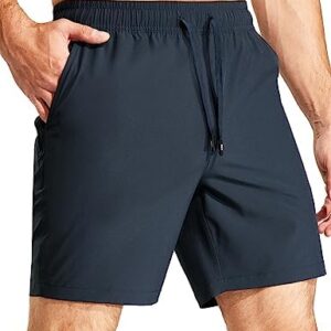 MIER Men's Workout Running Shorts 7 Inch Lightweight Athletic with Zipper Pockets No Liner Quick-Dry Gym Active Shorts