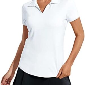 MIER Women's Golf Polo Shirts Collared V Neck Short Sleeve Tennis Shirt, Dry Fit, Moisture Wicking