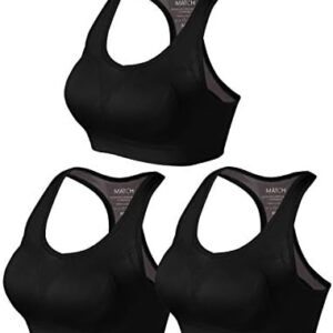 Match Womens Sports Bra Wirefree Seamless Padded Racerback Yoga Bra for Workout Gym Activewear with Removable Pads #0001