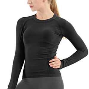 MathCat Seamless Workout Shirts for Women Long Sleeve Yoga Tops Sports Running Shirt Breathable Athletic Top Slim Fit