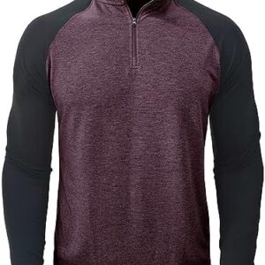 Men's Compression Shirts Dry-Fit Active Quarter Zip Pullover Long Sleeve Athletic Workout Tops Moisture Wicking Shirt