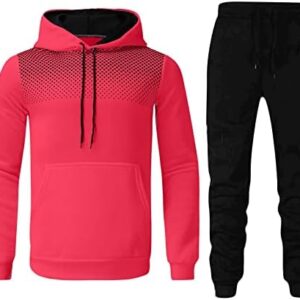 Men's Fall Winter Sports Two-piece Suit And Leisure Fitness Polka Dot Hoodie Sweater And Trousers Suit Suit Tie