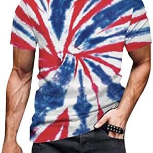 Mens Hawaiian Shirts Stylish Casual Short Sleeve Crew Neck Fitness Sport Top Regular-Fit Independence Day Shirt