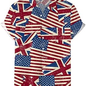 Mens Independence Day Flag 3D Digital Printing Personalized Fashion Lapel Button T Shirt Shirt Short Silk T Shirt