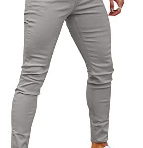 Mens Jeans Skinny Stretch Premium High Rise Colored Jeans Expandable Waist