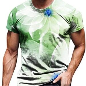 Men's T-Shirt Short Sleeve Crew Neck Tees Casual Fitted Shirts 3D Print Stylish Tee Shirt Fitness Muscle Workout Tops