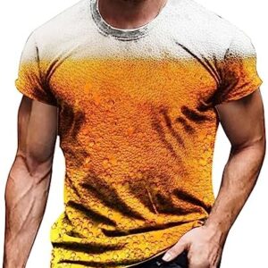 Men's T-Shirts 2023 Casual Stylish Short Sleeve 3D Beer Print Summer Tee Shirts Muscle Fit Crew Neck Shirt 2023