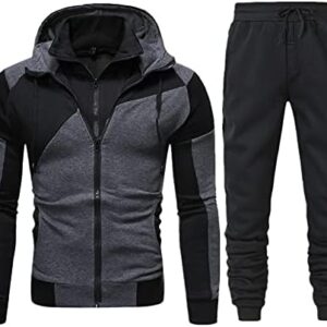 Mens Tracksuit 2 Piece Hoodie, Mens Hoodie Sweatsuit Sets Jogging Suits Long Sleeve Pullover Hoodies Sets Sports Activewear