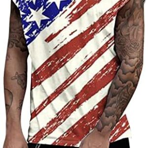 Muscularfit Men's Henley Shirts Fashion Crew Neck Sleeveless Cotton Fitness Muscle Shirt Summer Casual Independence Day Tops