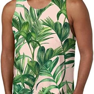 Muscularfit Sleeveless Shirts for Men 2023 Casual Hawaiian Beach Tank Tops Summer Palm Tree Print Crew Neck Fashion T Shirt