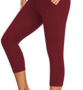 NEW YOUNG Capri Leggings with Pockets for Women High Waisted Workout Leggings Tummy Control Yoga Pants