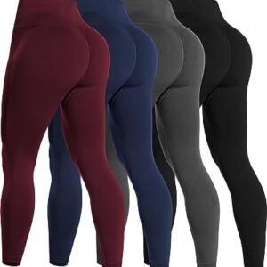 NORMOV 4 Piece Butt Lifting Workout Leggings for Women, Seamless Gym Scrunch Booty Lifting Sets