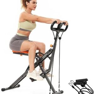 Niceday Squat Machine for Home, Hydraulic Row & Ride PRO Squat Assist Trainer, Foldable Glute Exercise Equitment, 2 Resistance Bands- 220 LBS. Capacity