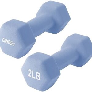 ONETWOFIT Dumbbells Hand Weights Set of 2 for Home Gym Equipment Workouts Strength Training Free Weights for Women, Men (2 lb)-Blue