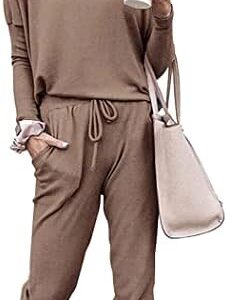 PRETTYGARDEN Women's Two Piece Outfit Long Sleeve Crewneck Pullover Tops And Long Pants Tracksuit