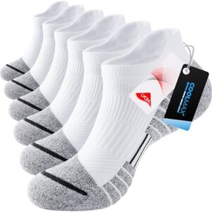 PULIOU No Show Running Athletic Socks Coolmax Moisture Wicking Compression Cushioned Socks for Mens Women 3 Pairs