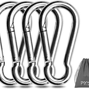 Pixel Panda Fitness Accessories, 3.1 Inch Carabiner Load 800lbs, 4&2 Pack D Handle Cable Attachment