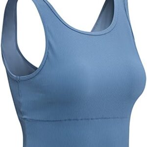 Queerier Women Basic Crop Tank Tops Longline Sports Bra Sleeveless Workout Tanks Training Tank Shirts